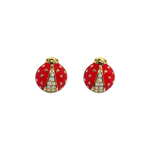 <span class=keywords><strong>Orecchini</strong></span> a forma di animale in argento 925 di fascia alta con Design originale coccinella con olio gocciolante a forma di diamante intarsiato a sette stelle - Product Image 1