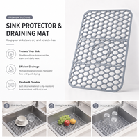 Nouveau tapis de protection d'évier rectangulaire en silicone isolant de 12 pouces, style chinois, motif nid d'abeille, facile à nettoyer, pliable, pour cuisine, hôtels et usage domestique