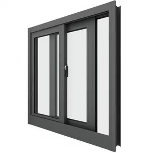 Ventana de aluminio de color marrón comercial ventanas de vidrio corredizas de aluminio individuales con mosquitera