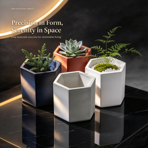 Vaso Esagonale Moderno Personalizzabile con Logo, <span class=keywords><strong>in</strong></span> <span class=keywords><strong>Cemento</strong></span> Ecologico di Alta Qualità, Stile Nordico Bianco Minimalista, per Fiori e Decorazioni - Vendita all'Ingrosso - Product Image 3