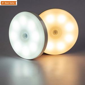 Lámpara de Noche Redonda para Gabinete con Batería, Luces de Noche para Dormitorio, Iluminación para Armario del Hogar, Luz Nocturna LED con Sensor de Movimiento - Product Image 5