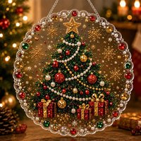Kit de Peinture Diamant Perle de Noël Attrape-Soleil DIY – Décoration Murale et de Fenêtre Artisanale avec Perles
