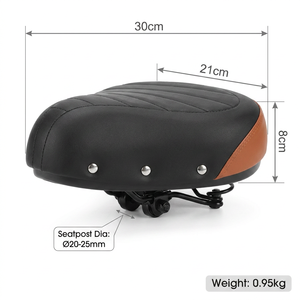 Selle large pour vélo électrique avec suspension à ressorts, en cuir PVC imperméable, coussin confortable pour vélo électrique, décor riveté, 30x21cm - Product Image 6