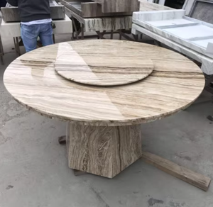 Mesa de comedor de mármol moderna <span class=keywords><strong>Lazy</strong></span> <span class=keywords><strong>Susan</strong></span> para cocina, hogar, granja, apartamento, oficina, muebles de piedra versátiles para entrada de Hotel - Product Image 1