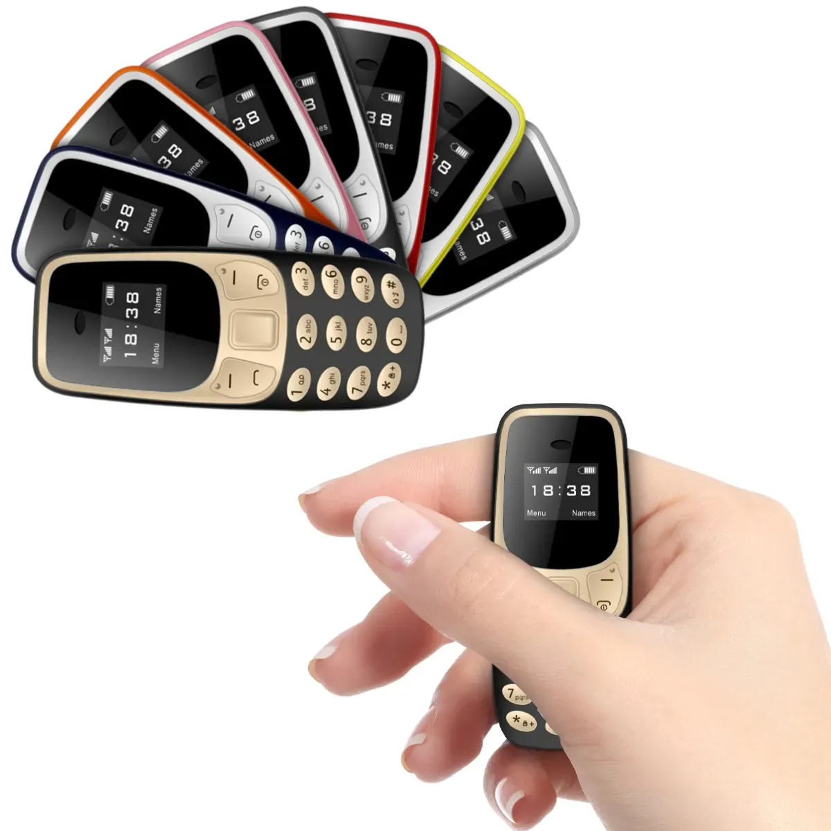 هاتف محمول صغير بسعر الجملة مزود بتقنية البلوتوث وجهاز اتصال سحري للصوت منخفض الإشعاع هاتف محمول صغير لتسجيل المكالمات مزود بشريحتين GSM
