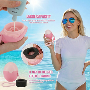 อุปกรณ์ทาครีมกันแดดซิลิโคนแบบเติมได้พร้อมฟองน้ำ ชุดอุปกรณ์ทาครีม<span class=keywords><strong>กันแดด</strong></span>แบบใช้ซ้ำได้ ขนาดพกพา ขายส่งจากโรงงานโดยตรง - Product Image 1