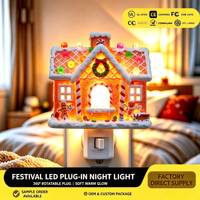 Veilleuse LED 3D Scène de Bonbons Maison de Pain d'Épices, Lampe Décorative de Noël Personnalisable OEM ODM avec Capteur de Contrôle pour Chambre à Coucher
