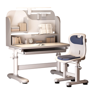 Table d'étude ergonomique pour enfants avec étagères, <span class=keywords><strong>bureau</strong></span> d'école réglable en hauteur et ensemble de chaises, bureaux d'étude à domicile pour étudiants - Product Image 4