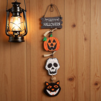 Décoration suspendue en bois MM Citrouille Fantôme pour porte d'Halloween, pour fête effrayante, Halloween ou la maison hantée, vente en gros usine