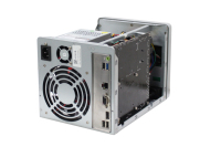 Boîtier NAS à 4 baies à échange à chaud (impression imitation bois) - Mini-ITX 170x170mm, SSD/HDD 3,5\"/2,5\", châssis SGCC 0,8mm, SATA3.0