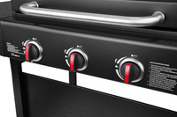 Barbecue de jardin extérieur au gaz avec revêtement en émail de porcelaine, alimentation au GPL, construction en acier inoxydable, roues en PE, hauteur réglable, flamme