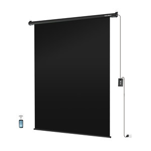 RAUBAY Motorized Pull Down Black Polyester Screen Backdrop-59.8" X 86.6" Collapsible Ceiling/Wall Mount Background - Product Image 1