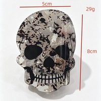 Pinces à cheveux en acétate à motif unique, pinces à cheveux gothiques en forme de tête de squelette, accessoires de cosplay pour femmes pour Halloween
