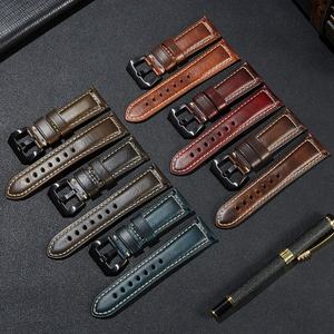 Bracelet de montre en cuir italien vintage huilé et ciré pour homme, 20mm/24mm, vente en gros - Product Image 3