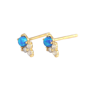 Aretes de Plata S925 con Incrustaciones de Ópalo Azul y Piedras Geométricas CANNER Ins para Mujer - Product Image 1