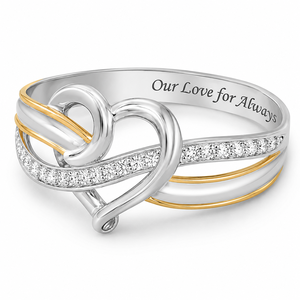 Anello con Cuore Inciso in Cristallo Bicolore per Donne, Gioiello da Dito Romantico e alla Moda - Product Image 1
