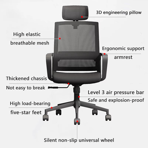 Chaise de bureau pivotante en maille ergonomique haut de gamme moderne la plus exécutive avec appui-tête à vendre - Product Image 4