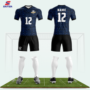 Özelleştirilmiş çabuk kuruyan mavi sarı futbol gömlek setleri çocuklar süblimasyon formaları üniforma Dropshipping duyarlı özelleştirilebilir - Product Image 2