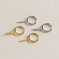 Pendientes de Plata de Ley S925 con Circonita Estilo Coreano, Regalos para Mujer, Pendientes de Aro con Borla Triangular