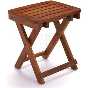 Tabouret de salle de bain pliable en bois Mingjiang, marron, pour hôtel et usage domestique, antidérapant, pour la douche et le changement de chaussures - Product Image 1