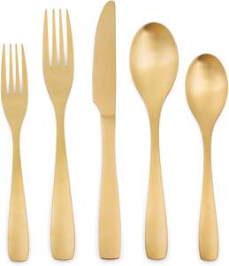 Elegant Shine Set de couverts décoratifs en acier inoxydable or mat pour lave-vaisselle au meilleur prix - Product Image 6