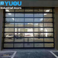 Portes de garage givrées de cadre noir de verre isolé de sectionnement automatique résidentiel en aluminium commercial