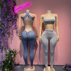 Comeluckin Set Due Pezzi da <span class=keywords><strong>Donna</strong></span> con Stampa a Pois Stile Y2k, Top Corto Senza Spalline e <span class=keywords><strong>Pantaloni</strong></span> Aderenti, Tendenza Sexy alla Moda - Product Image 2