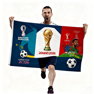 Drapeau <span class=keywords><strong>de</strong></span> football personnalisé <span class=keywords><strong>Coupe</strong></span> <span class=keywords><strong>du</strong></span> <span class=keywords><strong>Monde</strong></span> <span class=keywords><strong>de</strong></span> Football 2026 Swil 90*150CM en polyester, cape <span class=keywords><strong>de</strong></span> supporter, activités intérieures et extérieures, drapeaux <span class=keywords><strong>de</strong></span> différents pays - Product Image 1