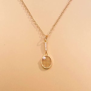 도매 새로운 패션 소녀 귀여운 스포츠 보석 황금 고급 펜던트 목걸이 구리 테니스 목걸이 - Product Image 2