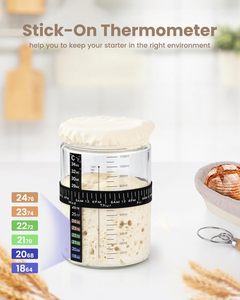 Beginner <b>Baking</b> Tool Kitchen Sourdough Supplies Clear Airtight Eco-Friendly <b>Silicone</b> Glass Jar Fermentation Starter Kit Lid - Product Image 2