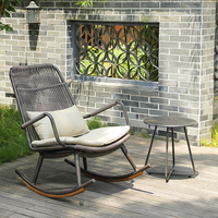 Ensemble de fauteuils inclinables à bascule en rotin moderne, cadre en aluminium résistant aux intempéries, sièges de patio extérieurs pour jardin, balcon