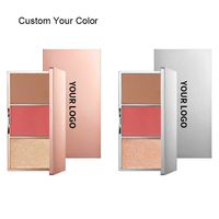 Fond de teint de luxe 3 en 1 en marque propre, poudre minérale pressée professionnelle, contouring, surlignage, éclaircissement, anti-cernes longue durée