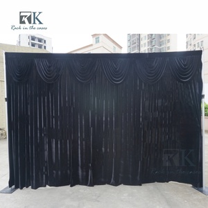 Durable Pipe <b>Stand</b> Pipe and Drape Aluminum Standing Curtain System Black Fabric Backdrop Kit Detachable Minimalist Style - Product Image 5