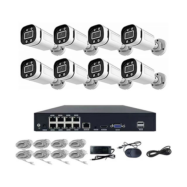 Premium Outdoor Network HD POE IP Camera Security System Bullet Camera Kit 4MP Night Vision CMOS Sensor 4CH 8CH NVR Cloud