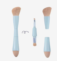 Pinceau de maquillage multifonction 4-en-1 en marbre pour estomper, appliquer le correcteur, le fond de teint et le blush – Outil cosmétique unique pour la beauté du visage