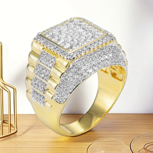 مجوهرات جاسن تصميم كامل مربع أعلى الهيب هوب مثلجة خارج الشارع نمط مكعب الزركون أحجار الرجال خاتم لمناسبات الزفاف - Product Image 3