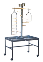 Plateforme de jeu multifonctionnelle en fil de fer durable Aier modèle BS303 pour perroquets, type table ouverte, avec roulettes, vente en gros
