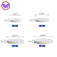 Éclairage intérieur de haute qualité 12W 18W 24W 36W Plafonnier LED rond carré blanc en plastique à montage en surface