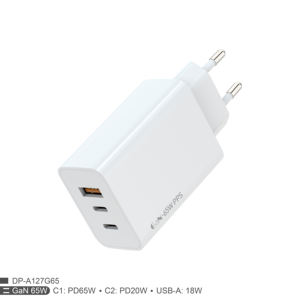 Usine en gros PD 65W Gan chargeur US EU UK PD + PD + QC USB C Qc3.0 téléphone portable chargeur rapide 65W Gan chargeur 2C1A - Product Image 2