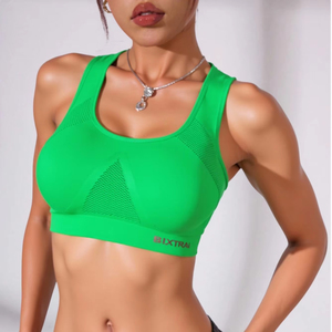 Reggiseno sportivo ad alto supporto traspirante da donna rosa vivace con spalline incrociate per palestra e Yoga-100% Nylon - Product Image 1