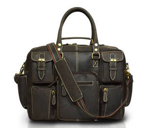 Custom Logo Genuine <b>Leather</b> Business <b>Briefcases</b> & Laptop Bags for Men Office Use Zipper Closure Premium <b>Leather</b> Shoulder Bag - Product Image 2