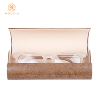 Étui à lunettes rétro en PU craquelé semi-circulaire à rabat, anti-rayures, logo personnalisé, multicolore, vente en gros