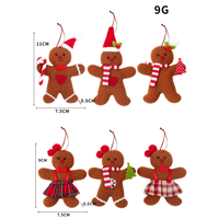 Vente en gros de jouets de Noël en peluche de haute qualité, bonbons de Noël en forme d'homme en pain d'épices, articles cadeaux de Noël