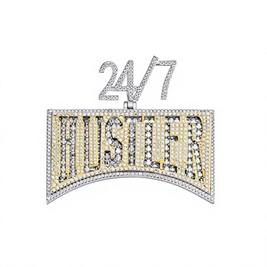 จี้รูปนักแข่งรถ 247 ประดับคริสตัลไรน์สโตน เงินแท้ 925 สไตล์ฮิปฮอป เครื่องประดับสำหรับทุกเพศ เหมาะเป็นของขวัญ - Product Image 1
