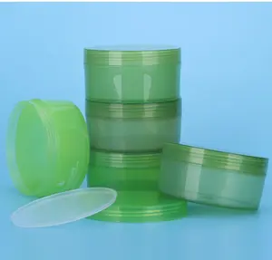 300ml Korean Aloe Cream Facial Mask Green Plastic Jar PP Material With Screw Cap Screen Printing Body Surface Treatment