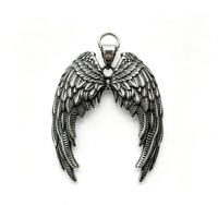 Pendentif Aile d'Ange Vintage en Acier Inoxydable Plaqué Or avec Chaîne en Bambou Diamantée pour Fête Unisexe