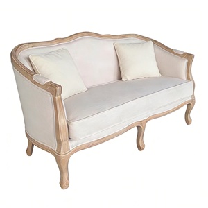 Canapé <span class=keywords><strong>Louis</strong></span> deux places en bois massif, style français <span class=keywords><strong>moderne</strong></span>, avec revêtement en tissu confortable, pour hall d'hôtel - Product Image 2
