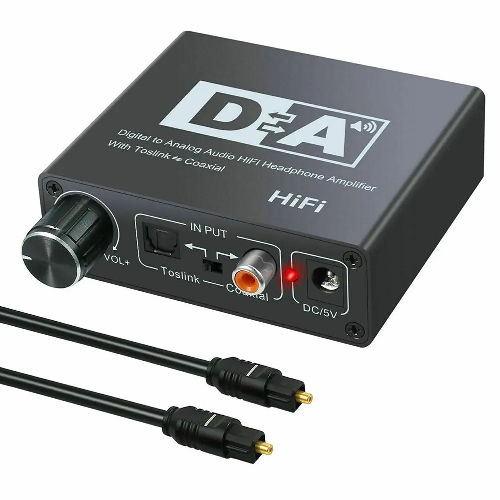 Hifi conversor de áudio analógico, decodificador de áudio dac amp digital para analógico, adaptador de amplificador aux rca toslink, saída coaxial óptica dac 24bit, 3.5mm