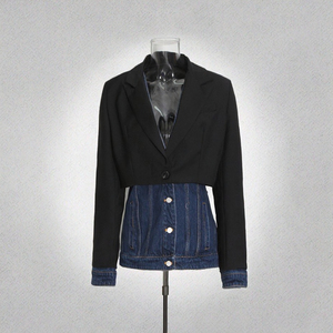 Nuevo Diseño, Chaqueta Blazer de Mezclilla con Manga Larga, Cuello en V, Bordado a Mano, Cierre de un Botón, Antiarrugas, para Mujer - Product Image 3