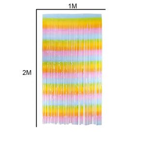 マカロンレインボーカーテン結婚式の背景壁ロマンチックなカラフルなストライプタッセル子供の誕生日パーティーの装飾レインボー - Product Image 3